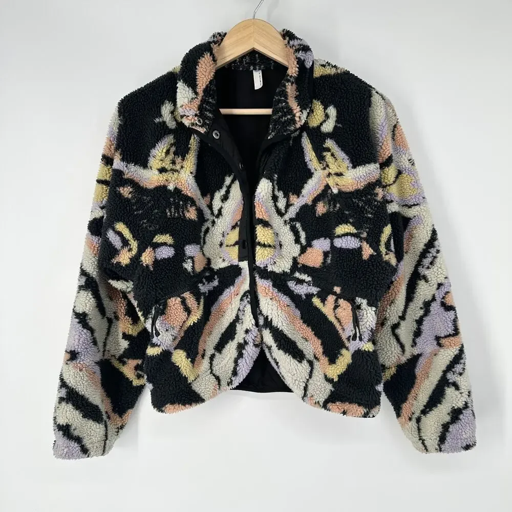 Free People FP Movement Hit The Slopes Rocky Ridge Printed Jacket Sherpa Fleece
